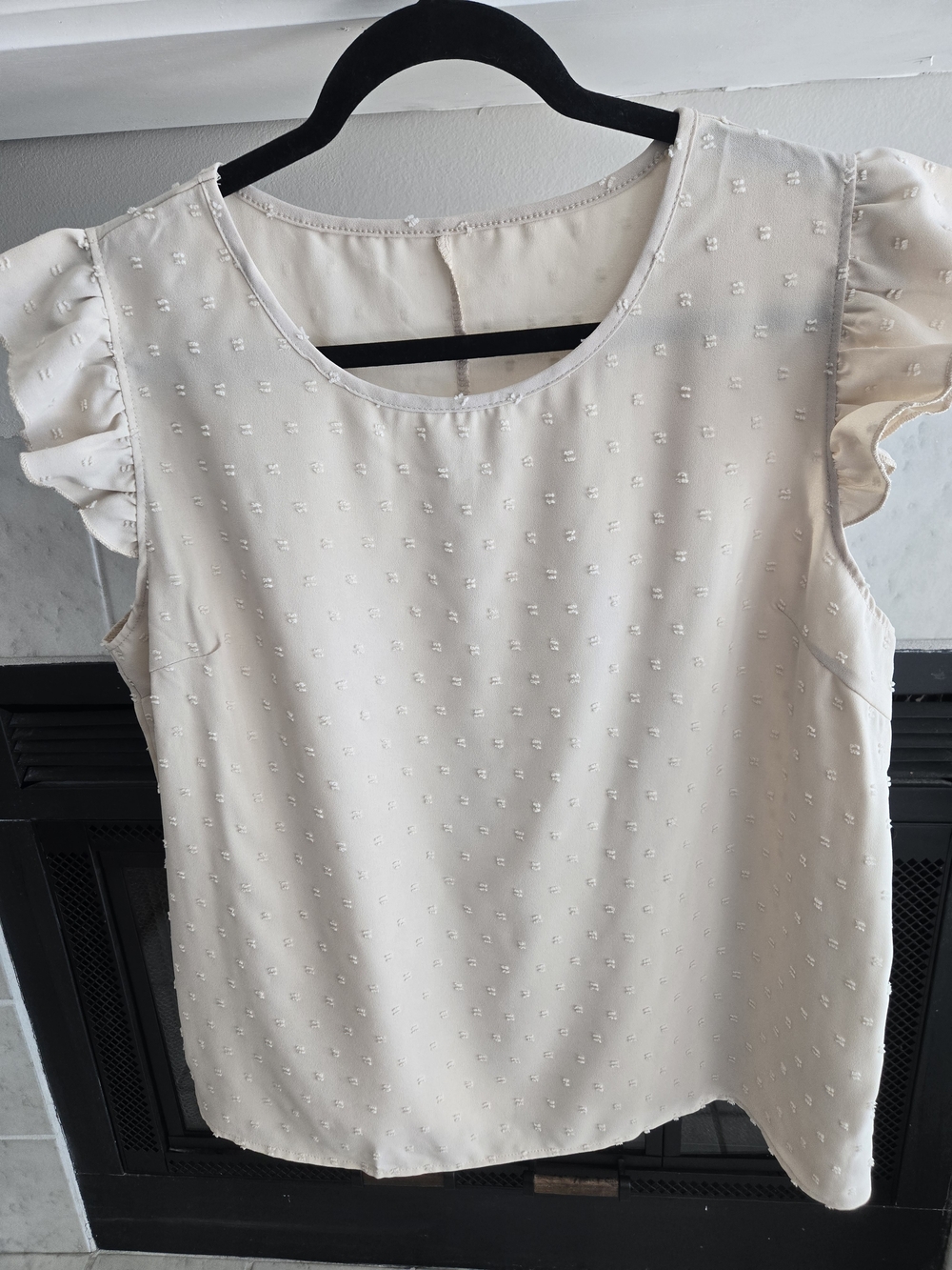 Unbranded Cream Swiss Dot Ruffle Sleeve Camisole